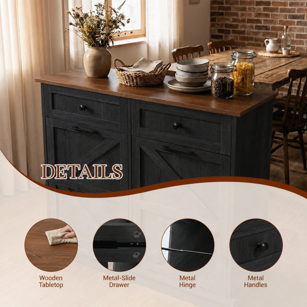 Tilt Out Trash Can Cabinet for Kitchen, Double 10-Gallon Hidden Trash Cabinet with Drawer, Farmhouse Wooden Garbage Cabinet, Dog Proof Trash Can Storage for Kitchen Laundry Living Room Office-7