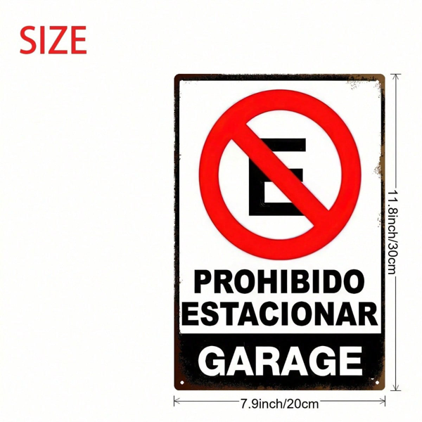 CIFbuy 复古“禁止停车”标志 2D 平面金属，Prohibido Estacionar 8x12 墙面装饰（TikTok, temu 自提物流）-4
