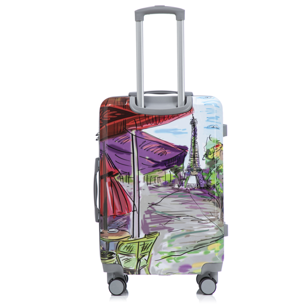 20"/24"/28" 3 pcs/set in PC Spinner Wheel Luggage, Carry on Suitcase, With Printed pattern and Combination Lock (Coffee+Iron Tower)-25