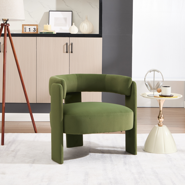 Accent Chair for Living Room, Velvet Comfy Single Sofa Chair Mid-Century Modern Armchair Wooden Legs for Bedroom Office Reading-8