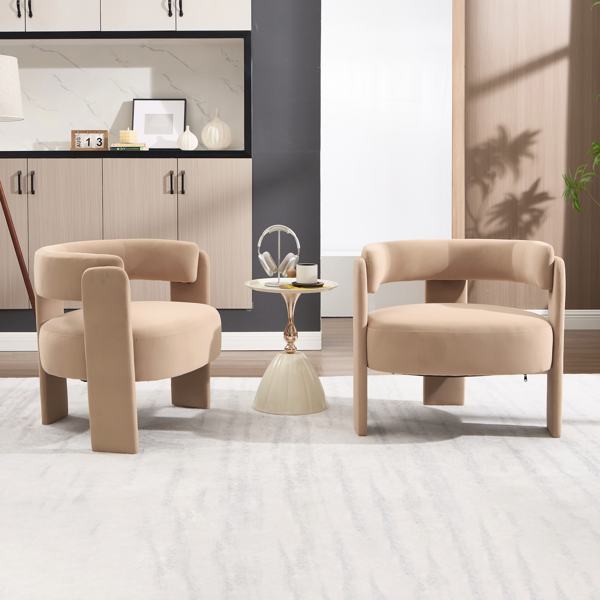Accent Chair for Living Room, Velvet Comfy Single Sofa Chair Mid-Century Modern Armchair Wooden Legs for Bedroom Office Reading-14
