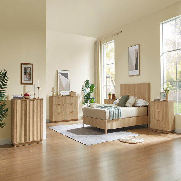 31.5'' Buffet Cabinet Sideboard with Storage Curved wave Design for Bedroom, Living Room, Hallway, Oak,31.5''W x 15.75''D x 31.5''H.-6