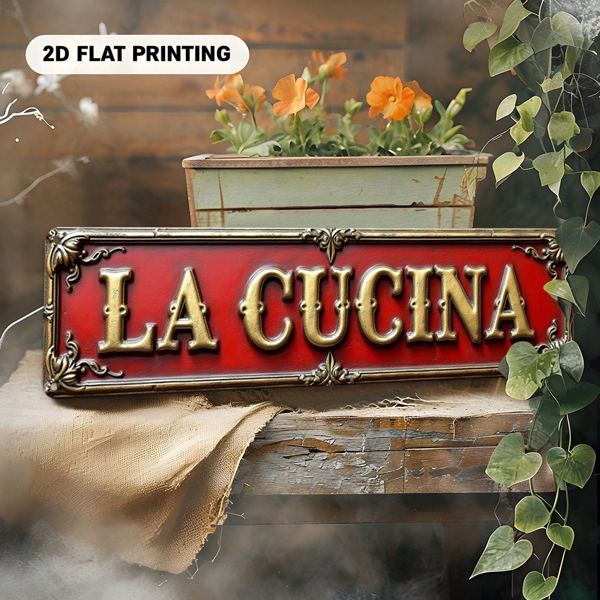 CIFbuy 烫金 LA CUCINA 2D 平面铝制招牌，欧式时尚墙面装饰（TikTok, temu 自提物流）-7