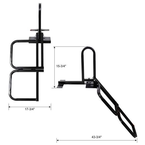 可折叠皮卡车尾门两级梯 - 通用型。采用六角螺丝钻孔安装，方便快捷。承重能力：300 磅。用于固定卡车货厢内的物品。-5