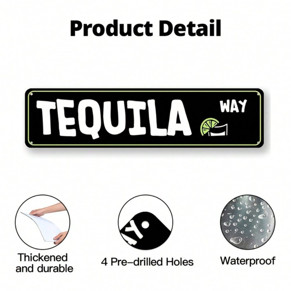 CIFbuy 复古龙舌兰酒之路金属吧台招牌 4x16，复古墨西哥派对墙面装饰（TikTok, temu 自提物流）-4
