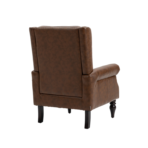 Wood Frame Armchair, Modern Accent Chair Lounge Chair with Sturdy Wood Legs for Living Room Bedroom (Brown PU)-15
