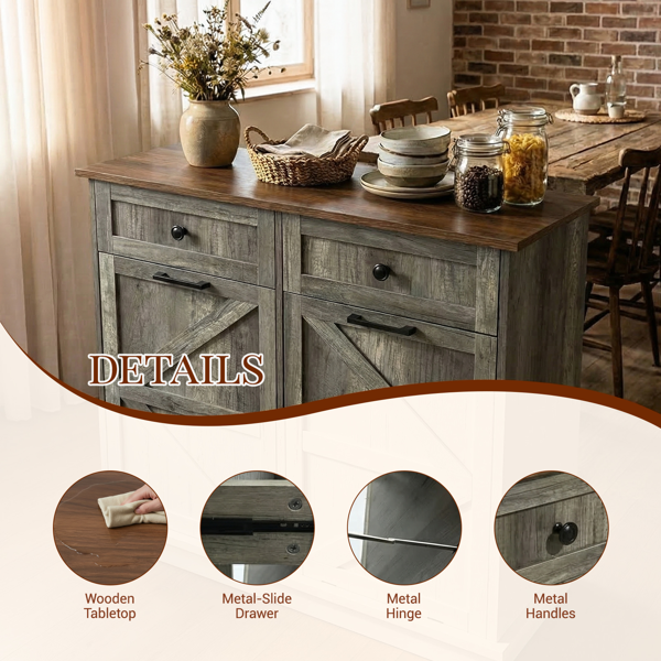 Tilt Out Trash Can Cabinet for Kitchen, Double 10-Gallon Hidden Trash Cabinet with Drawer, Farmhouse Wooden Garbage Cabinet, Dog Proof Trash Can Storage for Kitchen Laundry Living Room Office-4