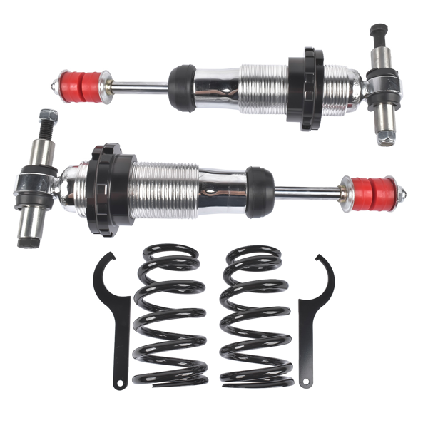 改装减震器套装 Pair 500lb Adjustable Coilover Shocks 6-coil springs Fits Ford Mustang II IFS-5
