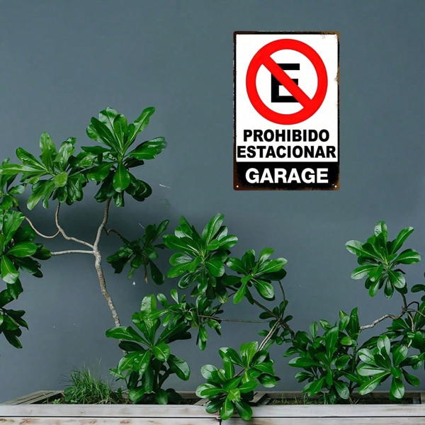 CIFbuy 复古“禁止停车”标志 2D 平面金属，Prohibido Estacionar 8x12 墙面装饰（TikTok, temu 自提物流）-3