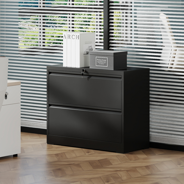2 Drawer Lateral File Cabinet with Lock – Heavy-Duty Metal Filing Cabinet for Home Office, Space-Saving Wide Storage for Letter/Legal/A4/F4, Silent Full-Extension Slides, Easy-Assembly-2