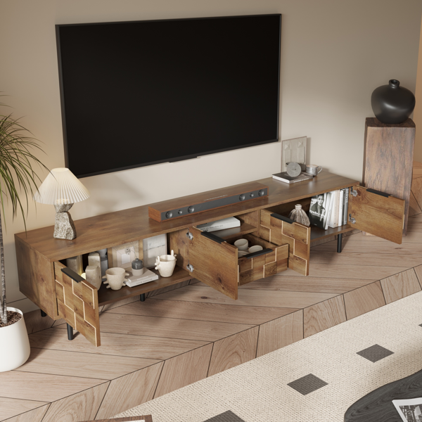 78" TV Stand for 85 75 65 Inch TV, TV Consoles for Living Room, Entertainment Center Wood TV Media with Storage-4