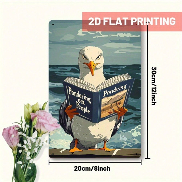 CIFbuy 1件2D平面木质海鸥装饰牌，客厅趣味鸟儿墙饰，8x12英寸（TikTok, temu 自提物流）-3