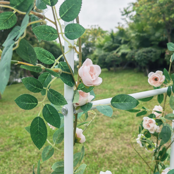 金属花园拱门花架，可调节藤架，白色-6