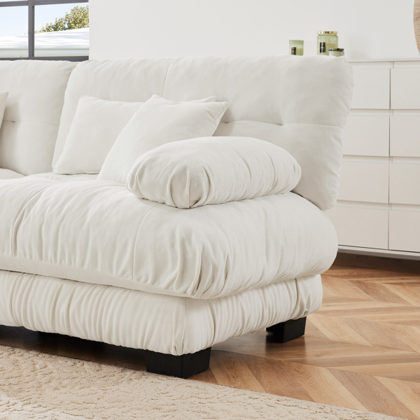 Cloud Couch 2 Seater Sofa for Living Room, Chenille 2 - Seat sofa with 2 Lumbar pillows and 2 throw pillows,Chenille White-18