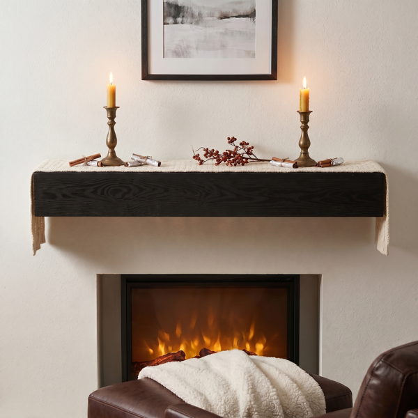 48'' Fireplace Mantel Western Red Cedar Wall-Mounted & Floating Shelf for Home Decor Textured Wood Grain Surface-6