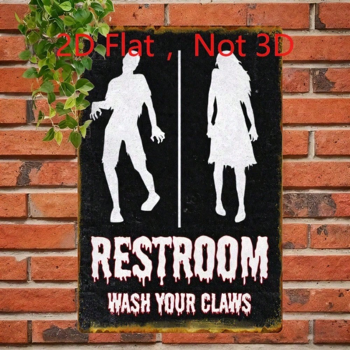 CIFbuy 复古恐怖僵尸铁皮招牌，洗手爪卫生间铭牌 8x12 英寸（TikTok, temu 自提物流）