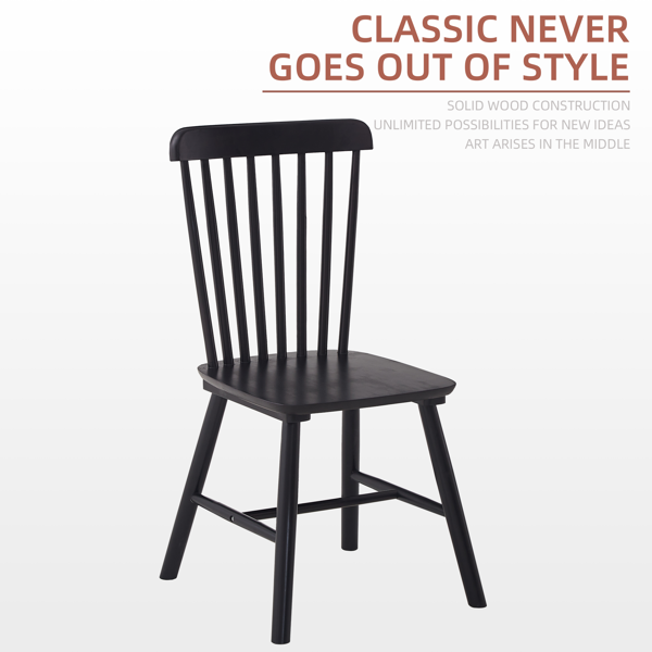 2 pieces of dining chair, black, rubber wood material, dining chair, solid wood chair, solid wood dining table chair-4