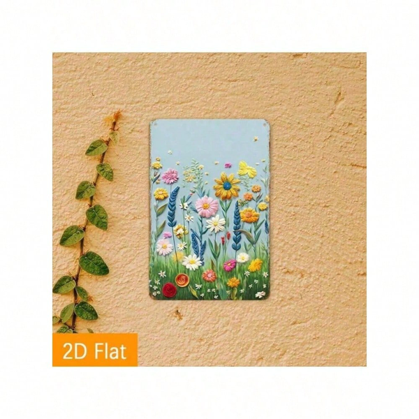 CIFbuy 1个KaloKalo复古装饰金属铁皮招牌，2D平面花卉墙饰（TikTok, temu 自提物流）-4