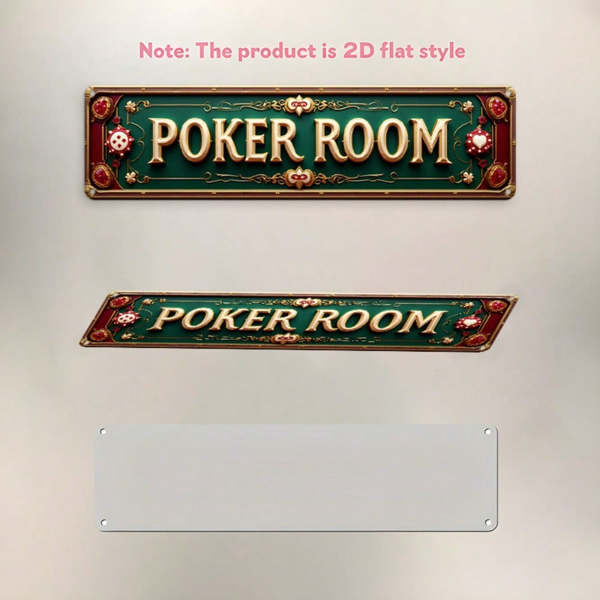 CIFbuy 复古扑克室铝制墙牌 2D 平面 10x40厘米，农舍风酒吧装饰（TikTok, temu 自提物流）-5