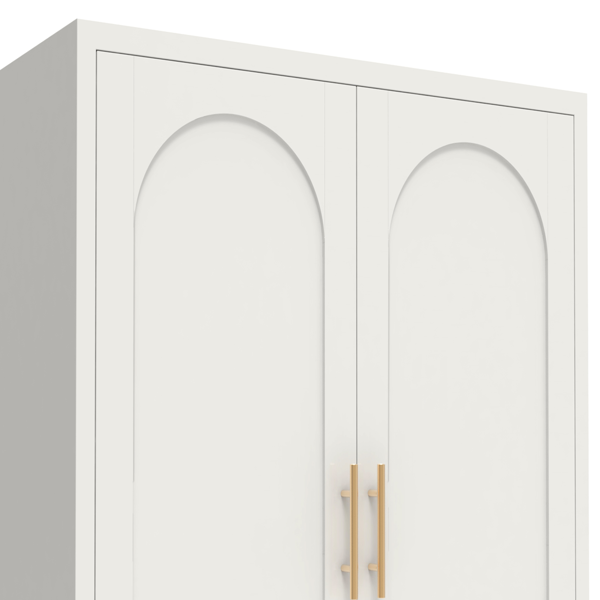 61'' 2 Shapely Doors Cabinet, Metal Storage Cabinet with Doors and Adjustable Shelves, for Bedroom, Living Room(White)-19