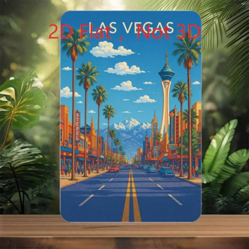 CIFbuy 复古拉斯维加斯城市街景2D印刷铁皮画 20x30厘米 艺术品（TikTok, temu 自提物流）