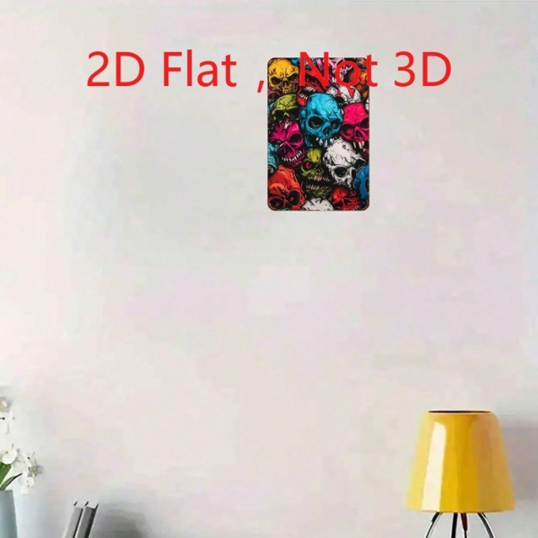 CIFbuy 多彩活力涂鸦骷髅铁皮招牌，复古墙饰，适用于酒吧与车库，8x12英寸（TikTok, temu 自提物流）-3