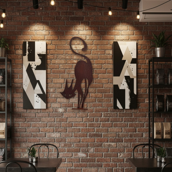 CIFbuy 哥特风黑猫金属壁饰 防锈复古万圣节钢雕 适用于室内外花园 恐怖悬挂装饰品 独特礼物 猫咪爱好者家居点缀——暗黑学院风万圣节卧室办公室装饰与哥特风摆设（TikTok, temu 自提物流）-4