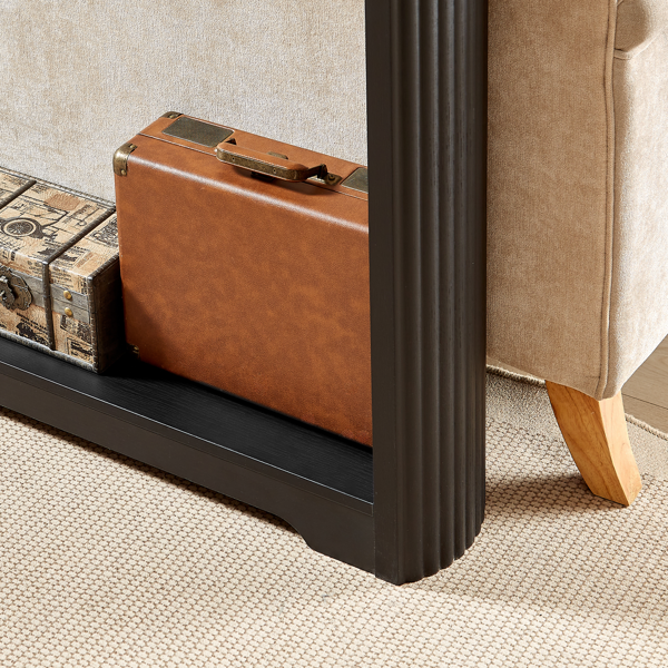 70.1"corrugated texture storage table for entranceways, narrow wooden console sofa table, can be placed behind the sofa, suitable for entranceways, corridors, and front door.Black.70.1"L*8.7"W*35.5"H-11