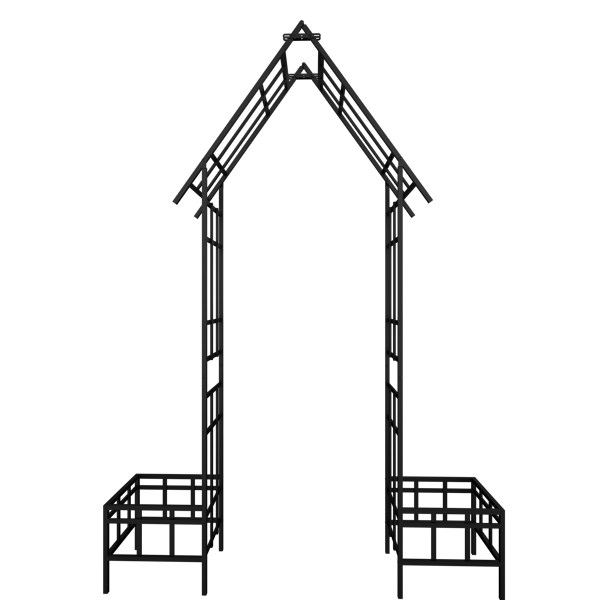 Metal Garden Arch with Adjustable Width W68.11''~W94.29''  Climbing Plants Support Rose Arch Outdoor Black-6