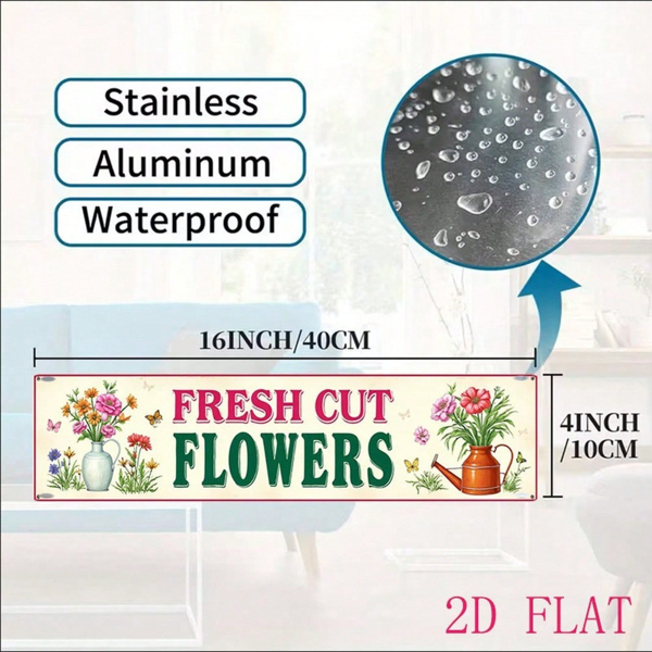 CIFbuy 复古金属花卉招牌 4x16，乡村风铝制花园庭院墙面装饰（TikTok, temu 自提物流）-2