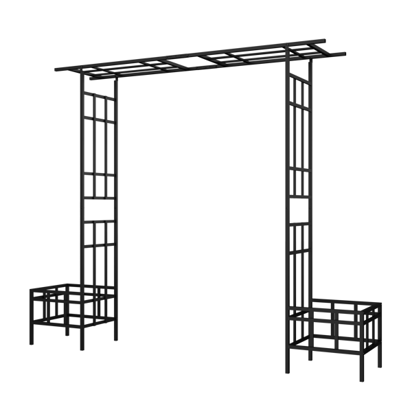 Metal Garden Arch with Adjustable Width W68.11''~W94.29''  Climbing Plants Support Rose Arch Outdoor Black-2