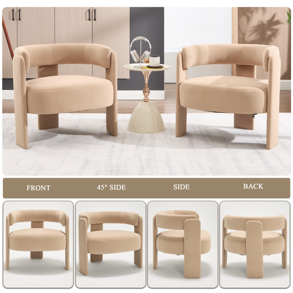 Accent Chair for Living Room, Velvet Comfy Single Sofa Chair Mid-Century Modern Armchair Wooden Legs for Bedroom Office Reading-16