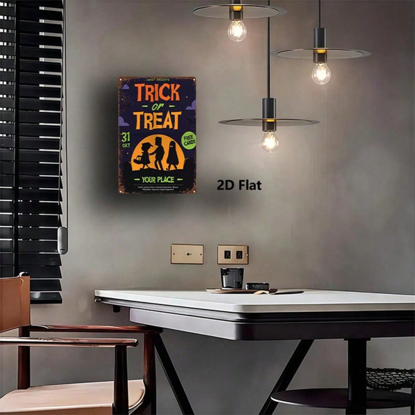 CIFbuy 1个万圣节金属装饰牌 8x12，杰克南瓜灯铁皮画壁饰（TikTok, temu 自提物流）-4