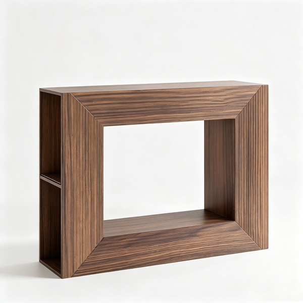 【禁售亚马逊】胡桃木色 回形 密度板吸塑 110*30*82cm 玄关桌-5