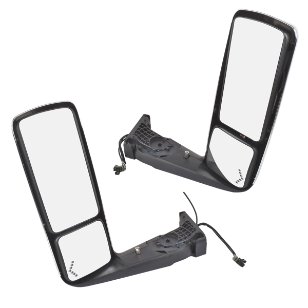 后视镜 2Pcs Front Left and Right Chrome Power View Door Mirror with Turn Signal Light Fits for International Harvester MV607 2018-2026-2