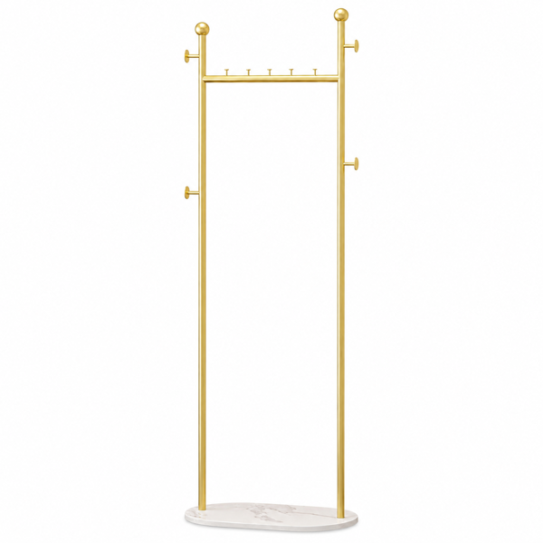 Clothing Rack, Golden Metal Freestanding Heavy Duty Clothes Rack with Marble Pattern Sintered Stone Base, Multipurpose Garment Hanger for Bedroom, Hat, Scarf, Jacket-7