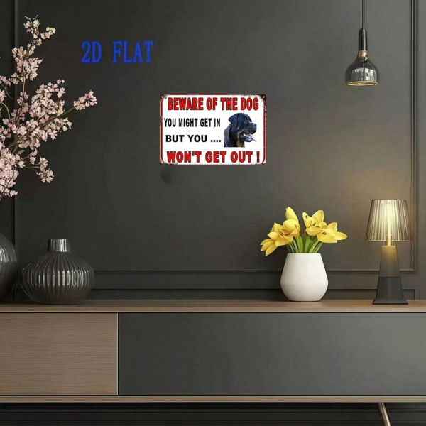 CIFbuy 1个8x12金属警示牌，小心狗，趣味警示牌，小屋墙面装饰（TikTok, temu 自提物流）-3