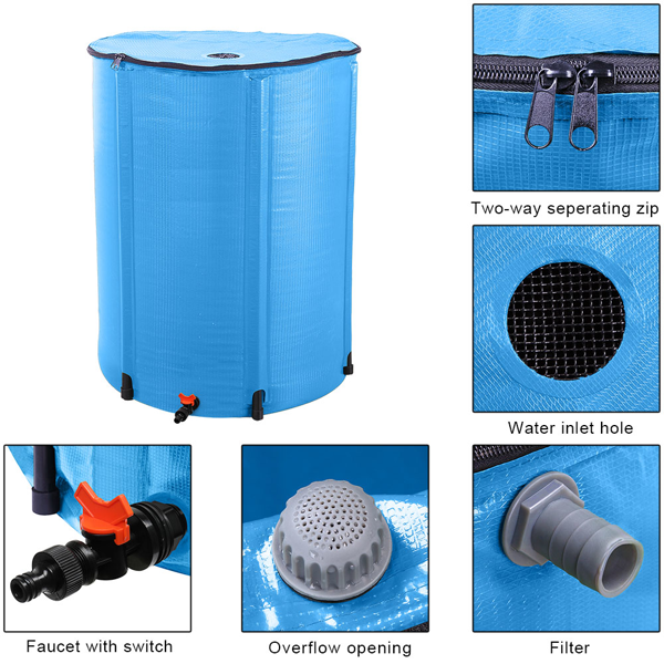 【替换57603278】100gal  蓝色  PVC 可折叠 集雨桶-5