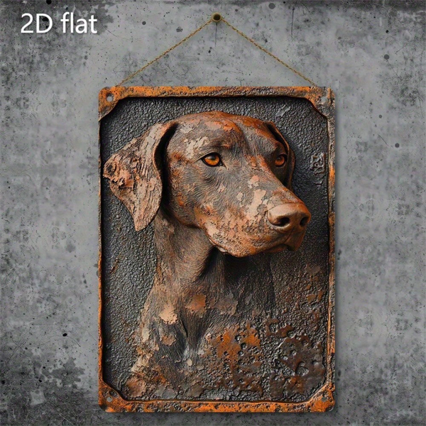 CIFbuy 复古德国短毛指针铁皮装饰牌 8x12，防锈犬只肖像艺术（TikTok, temu 自提物流）-7