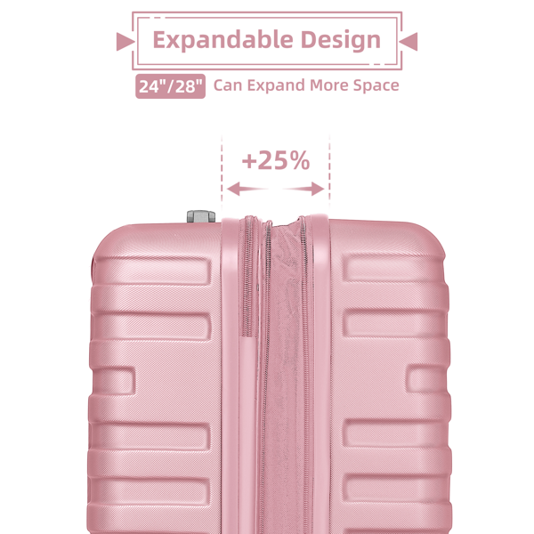 Luggage Sets 6 Piece with Duffel Bags, Hardside Expandable Suitcases with Spinner Wheels TSA Lock, Pink-7