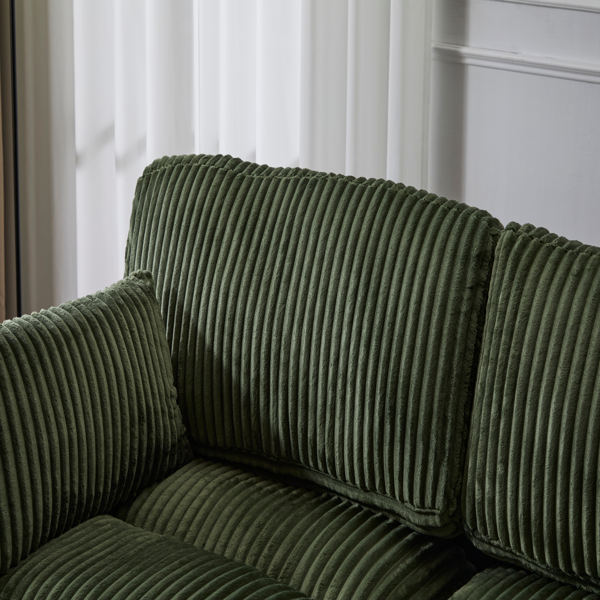 Double Chaise Lounge Chair Indoor,Oversized Upholstered Sleeper Cloud Couch,Deep Seat Luxury Sofa Bed,Sectional Sofa Chaise Love-seat,Corduroy Reading Chair for Living Room,No Assembly Required,Green-9