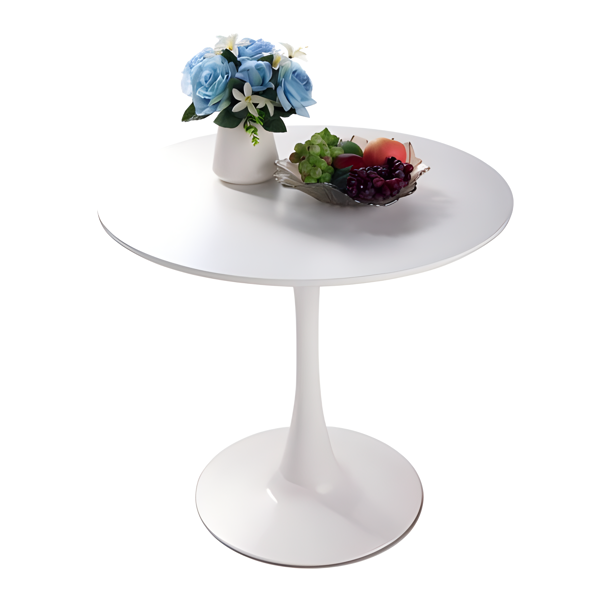 31.5" White Round Dining Table, Tulip Table Kitchen Dining Table 2-4 People with MDF Table Top & Pedestal Base, Mid-Century End Table Leisure Coffee Table Office Living Room Table-14