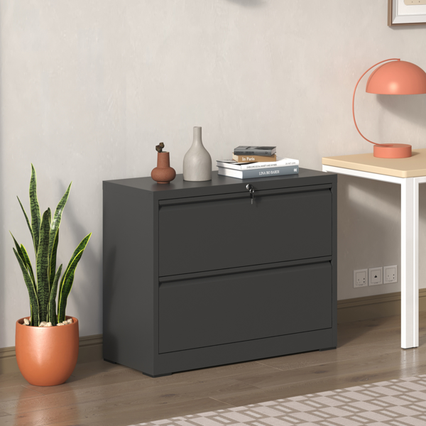 2 Drawer Lateral File Cabinet with Lock – Heavy-Duty Metal Filing Cabinet for Home Office, Space-Saving Wide Storage for Letter/Legal/A4/F4, Silent Full-Extension Slides, Easy-Assembly-3