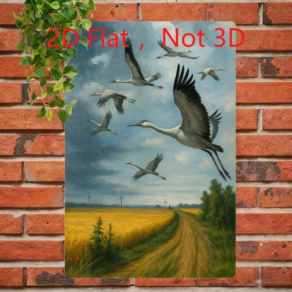 CIFbuy 2D平面印刷锡制画作 飞鹤金麦田 20x30厘米 装饰（TikTok, temu 自提物流）-5