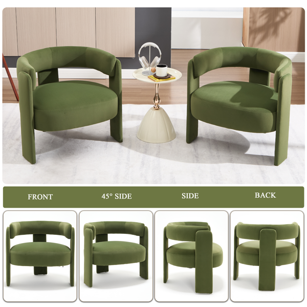 Accent Chair for Living Room, Velvet Comfy Single Sofa Chair Mid-Century Modern Armchair Wooden Legs for Bedroom Office Reading-5