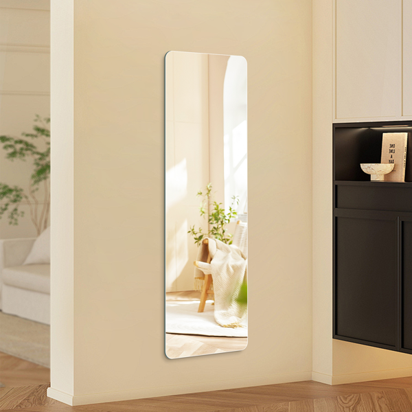 60" x 15" Full Length Wall Mirror, Frameless Rounded Rectangle Body Mirror with Shatter-Resistant Backing, 3 Installation Options, HD Silver Glass Mirror for Bedroom, Closet, Entryway & Salon-3