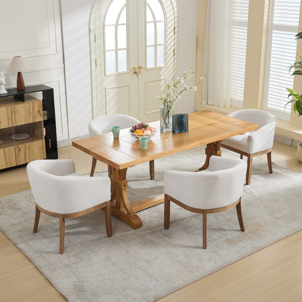 Mid Century Modern Upholstered Barrel Dining Chairs with Arms,Farmhouse Linen Kitchen & Dining Room Chairs with Natural Hardwood Frame, 19" W Accent Chairs for Living Room,Single Pack,Beige,SW1891BG-21