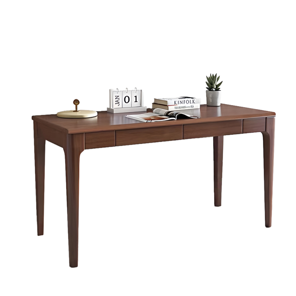 Solid Wood Desk with Drawers, Standing Desk with Smooth Edges, Home Office Desk for Small Spaces, Mid Century Modern Desk for Study, Bedroom, Living Room, Office, (Walnut, 47.24''*21.65''*29.53'')-11
