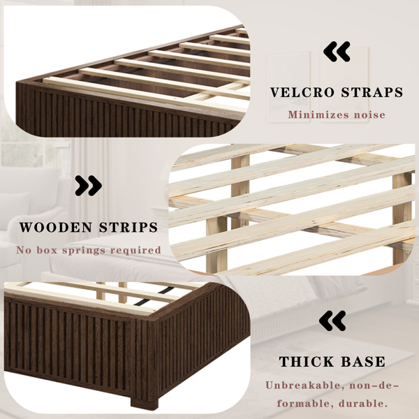 Solid Wood Platform Bed Frame with Headboard, No Box Spring Needed, Floor-standing bed, Easy Assembly, King Size, Walnut-13