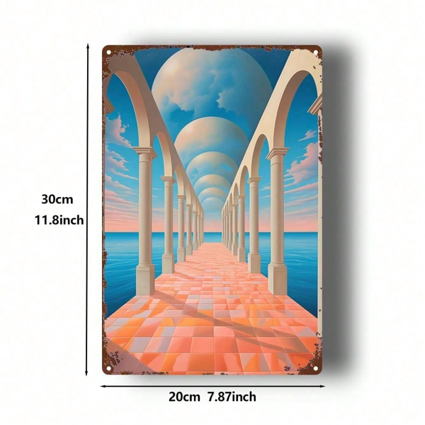 CIFbuy 锡制招牌 梦之长廊 蓝天橙色人像，乡村风墙面装饰 20x30厘米（TikTok, temu 自提物流）-2
